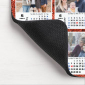 2024カレンダレッドグリッター12ファミリーフォトコラージュ マウスパッド (コーナー)