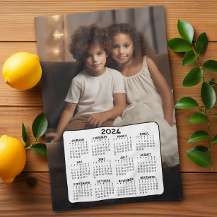 2024カレンダーと写真 – 基本白黒 キッチンタオル