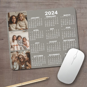 2024カレンダーと3枚のフォトコラージュ – taupe マウスパッド