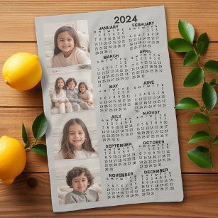2024カレンダーと4枚のフォトコラージュ – taupe キッチンタオル