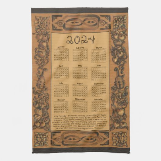 2024カレンダーウィンザー城木枠インスパイア枠 キッチンタオル (縦)