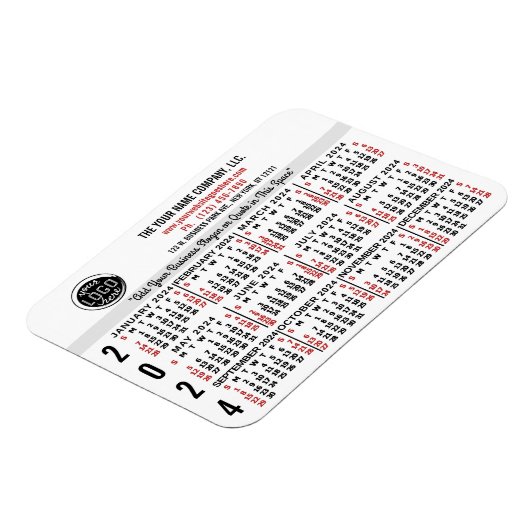 2024カレンダーカスタムビジネスロゴ名ホワイト簡単 マグネット (左側)