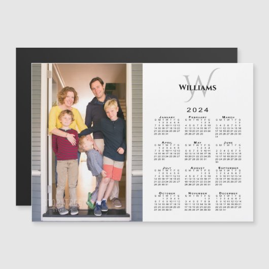 2024カレンダーカスタムフォトモノグラム名磁石 (正面/裏面)