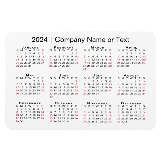 2024カレンダーカスタム文字黒赤白 マグネット (横)