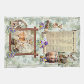 2024カレンダータオオルディアバックパンジーアカントリーグリーン キッチンタオル (横)