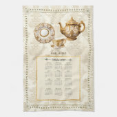 2024カレンダータオル茶の時間またはカスタムメッセージ キッチンタオル (縦)