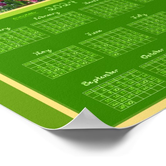 2024カレンダーチューリップ庭園の写真印刷可能または ポスター (角)