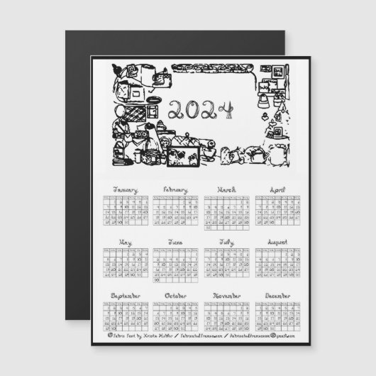 2024カレンダーファブリックフォント裁縫のフレーム (正面/裏面)