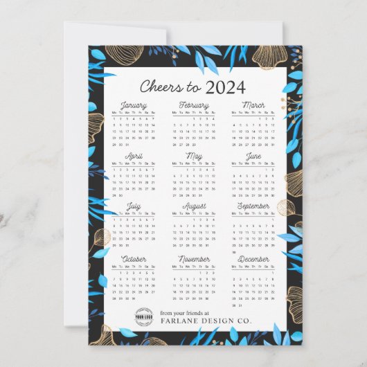 2024カレンダーフローラビジネスロゴホリデーカード 招待状 (正面)