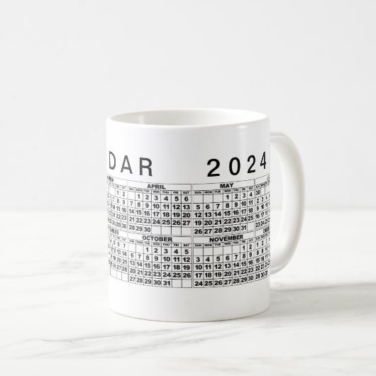 2024カレンダーマグ白黒 コーヒーマグカップ (正面右)