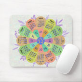 2024カレンダーユニークラウンドボホレトロ花 マウスパッド (マウス)