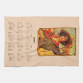 2024カレンダーヴィンテージ女性のカーボーイキッチンタオル キッチンタオル (横)