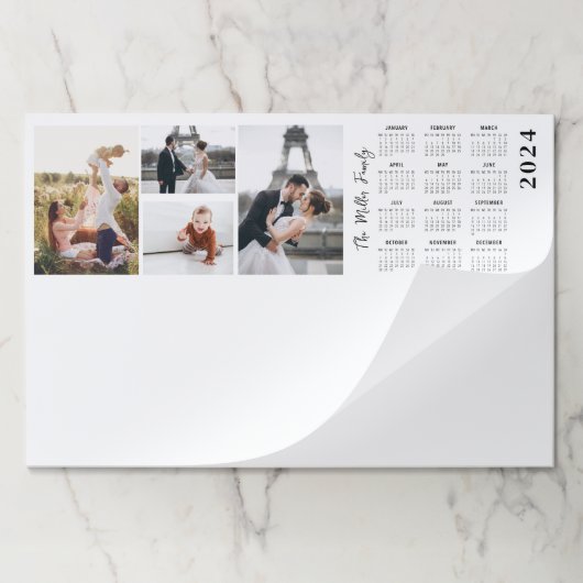2024カレンダー家族の写真コラージュ ペーパーパッド (折り畳み)