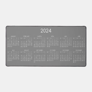 2024カレンダー灰色の背景色 デスクマット
