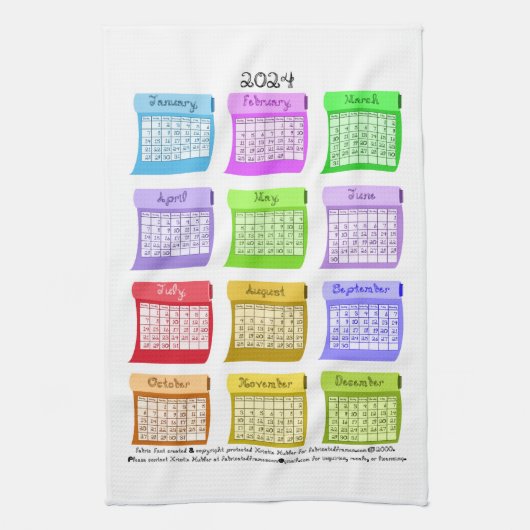 2024カレンダー生地ボルト生地フォント キッチンタオル (縦)