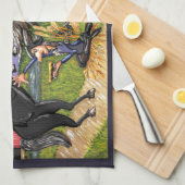 2024カレンダー眠い中空ヘッドレスホースマン キッチンタオル (四つ折り)