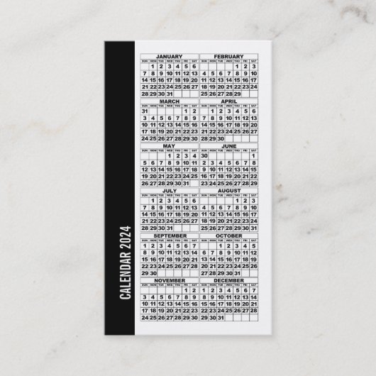 2024カレンダー財布サイズ名刺ホワイト 名刺 (正面)