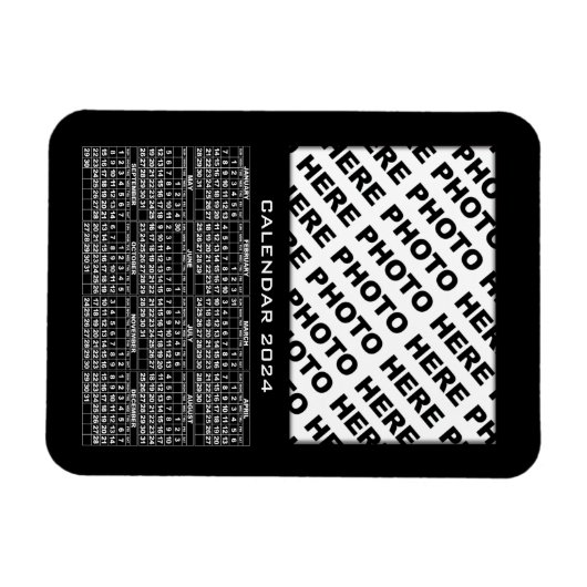 2024カレンダー追加1枚の写真マグネットブラック マグネット (横)