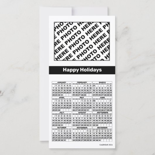 2024カレンダー追加4枚フォトカードのシンプル白黒 シーズンカード (正面)