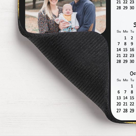 2024カレンダー黒い金ゴールドスクリプト2家族の写真 マウスパッド (コーナー)