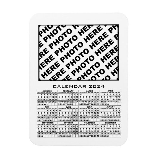 2024カレンダー1枚の写真を追加マグネットホワイト マグネット (縦)