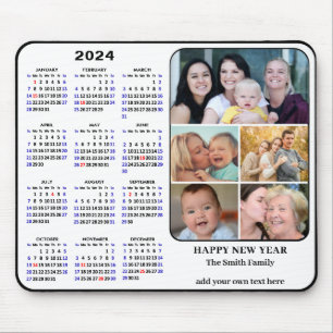 2024カレンダー5家族の写真アメリカの休日シンプル マウスパッド