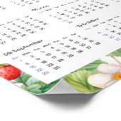 2024カレンダー ヴィンテージイチゴ 水彩画 ポスター (角)