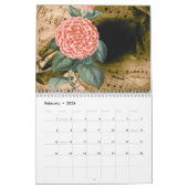 2024カレンダー、水彩花、音楽ヴィンテージ カレンダー (2月 2026)