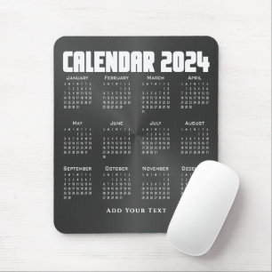 2024カレンダー – 黒 マウスパッド