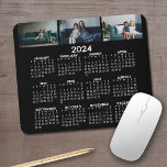 2024カレンダー（3枚のフォトコラージュ付き） – 黒 マウスパッド<br><div class="desc">カレンダー付きの3枚のフォトコラージュ。新年のおもしろい項目。このデザインに3枚の写真を追加。</div>