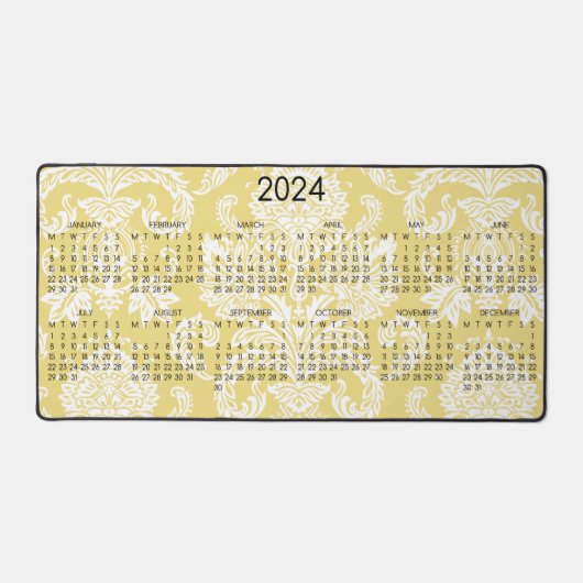 2024カレンダーDamask Flaxシンプルフルカラー デスクマット (正面)