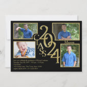 2024クアッドフォトブラックの卒業クラス 招待状 (正面)