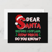 2024クリスマスおもしろいシャツキッズ大人サンタI Ca シーズンポストカード (正面/裏面)