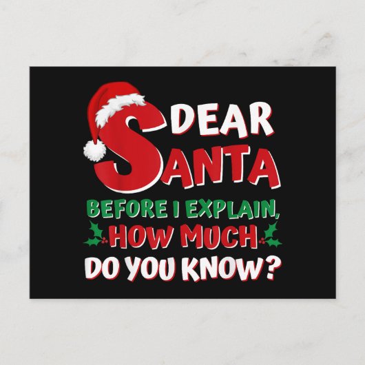 2024クリスマスおもしろいシャツキッズ大人サンタI Ca シーズンポストカード (正面)