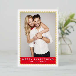 2024クリスマスフォトシンプル金ゴールド縁ど赤色 箔シーズンカード