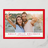 2024クリスマス写真の上品なシンプル金ゴールド縁ど赤 箔シーズンカード (正面)