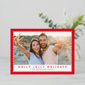 2024クリスマス写真の上品なシンプル金ゴールド縁ど赤 箔シーズンカード (立ち正面)