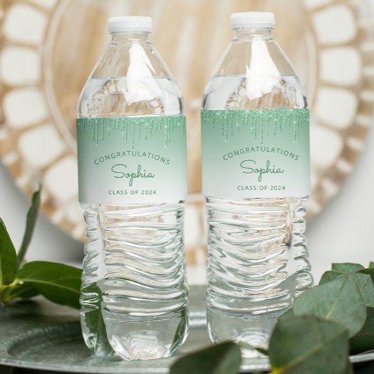 2024グリーングリッタードリップ卒業パーティー ペットボトルラベル
