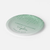 2024グリーンパーソナライズされたグリッタードリップ卒業 ペーパープレート (アングル)