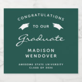 2024グリーンホワイトスクリプトキャップ卒業 スパークリングワインラベル (シングルラベル)