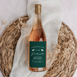 2024グリーンホワイトスクリプトキャップ卒業 ワインラベル