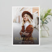 2024ゴールドフォイルグラッドフォト卒業発表 箔招待状 (立ち正面)