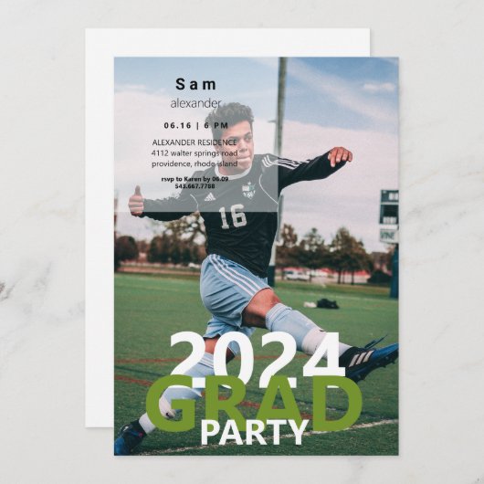 2024サッカー写真卒業パーティー 招待状 (正面/裏面)