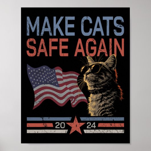 2024シャツの猫おもしろいの猫好き1 ポスター (正面)