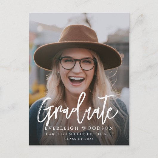 2024シンプル年の写真卒業クラス 案内ポストカード (正面)