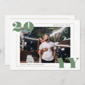 2024シンプル年はっきりした初の写真と緑 シーズンカード (正面/裏面)