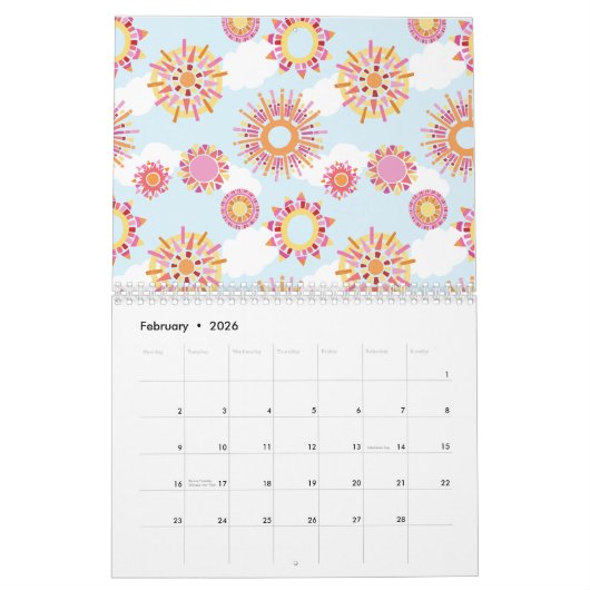 2024シーズンカレンダー表面パターンデザイン(Aus) カレンダー (2月 2026)