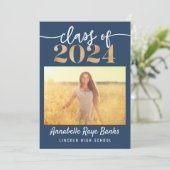 2024スクリプトブルー印刷可能クラス 招待状 (スタンド正面)