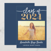 2024スクリプトブルー印刷可能クラス 招待状 (正面/裏面)