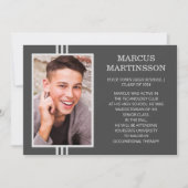 2024スタイリッシュ年モダン卒業写真のグレークラス 案内状 (正面)